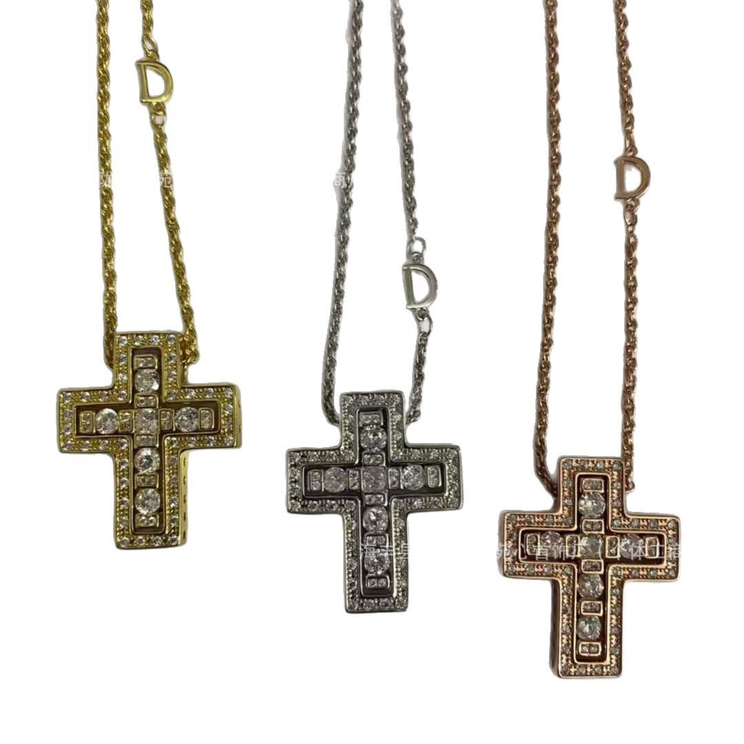 Роскошное Корейское и Японское Хип-Хоп Подвеска Крест Ожерелье Cross Necklace (Gold)