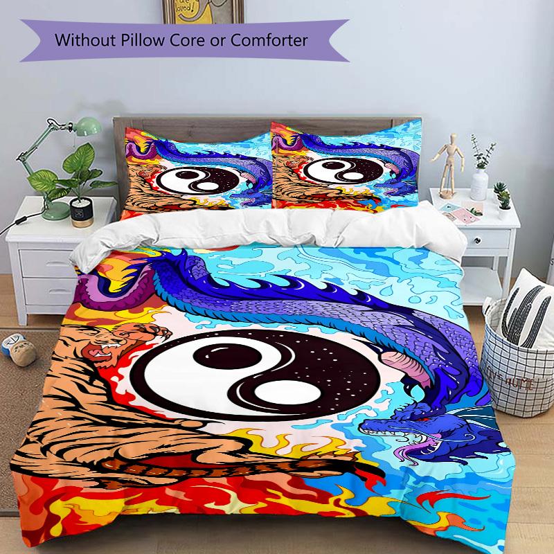 3pcs Yin Yang Symbol Duvet Cover Set -Includes 1 Duvet Cover and 2 Pillowcases, No Quilt Core, All-Season Home Decor yy251111179