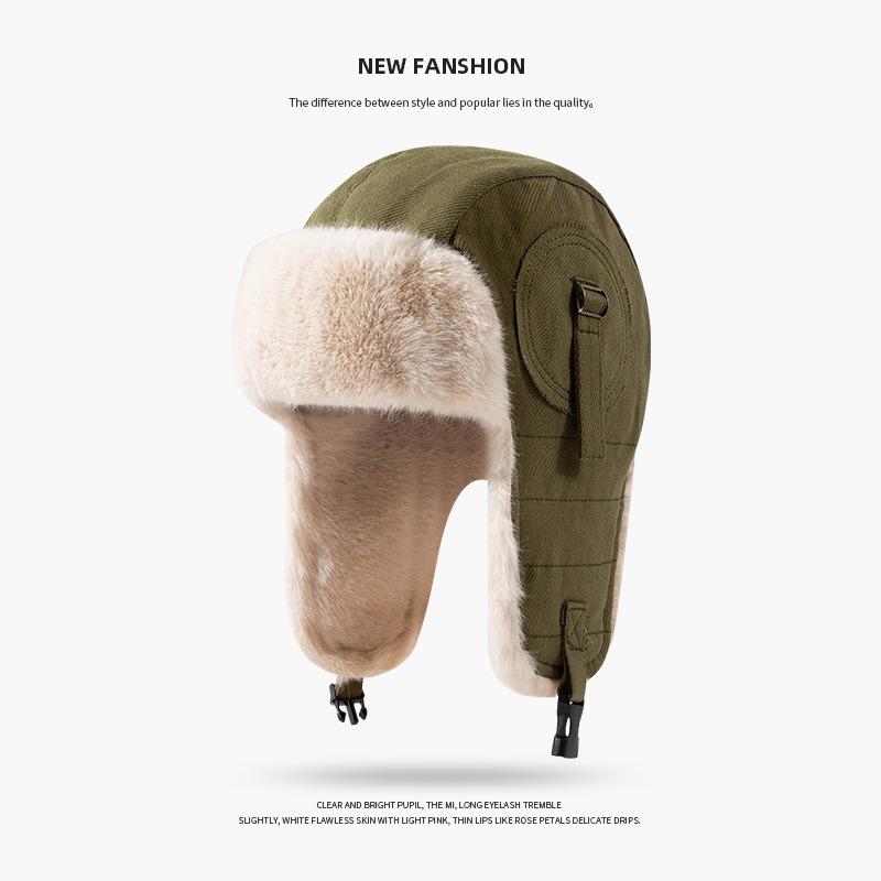 Vintage Zimowa Czapka Damska Modna Ochrona Uszu Narciarska Bawełniana Pilotka Wiatroodporna Lokomotywka