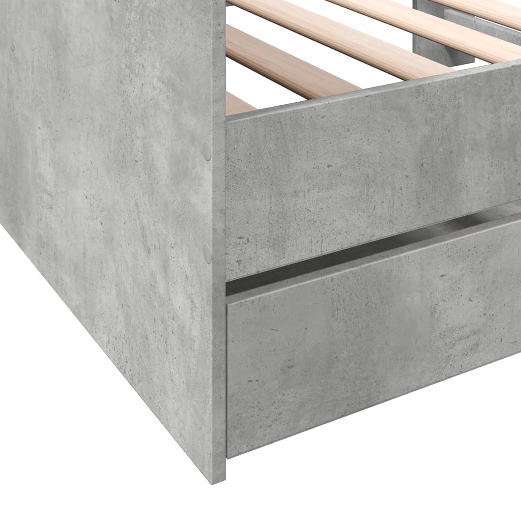 Daybed with Drawers (Without Mattress) Concrete Grey 75 x 190 cm