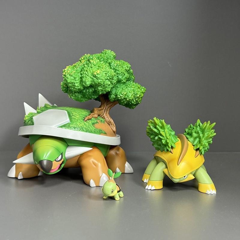 New 3Pcs Turtwig Anime Figurine Grotle Torterra Evolution Turtwig Anime Figure Pvc Statue Collectible Model Decoration Toy Gift