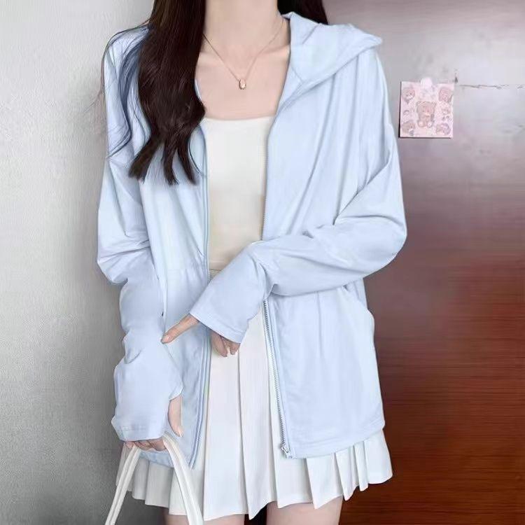 

Женская куртка Ice Silk Sun Protection Jacket 2024 года — летняя однотонная, дышащая, легкая и свободная Double Extra Large синий