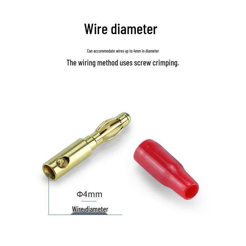 Audiophile 4mm Gold-Plated Banana Plug Oxygen-Free Copper Speaker Connector
