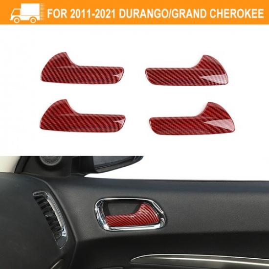 interior Door Handle Cover Trim For11-21 DurangoGrand Cherokee Red Carbon Fiber