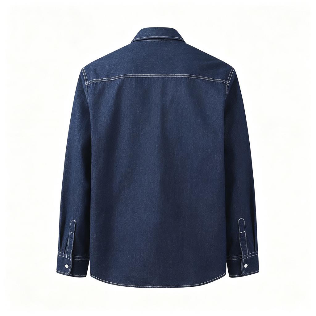 Men's Slim Fit Denim Long Sleeve Cardigan Shirt, Casual Japanese Jacket for Spring and Fall