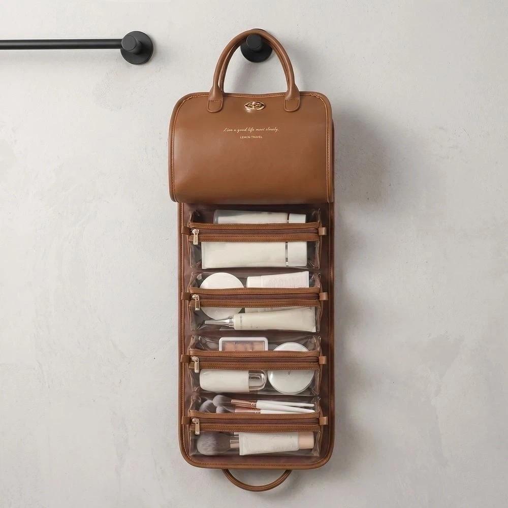 Compact 4 in 1 Storage Pouch Large Capacity Waterproof Toiletry Bag Organizer Multi Functional Makeup Bag Desktop Organizer