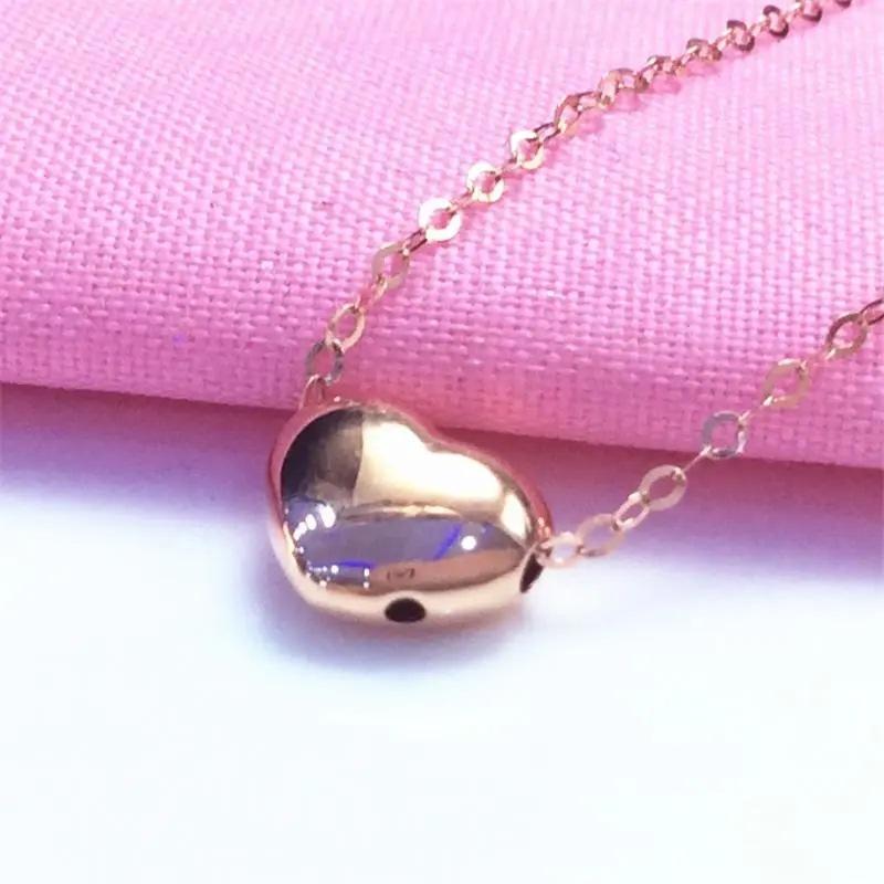 Exquisite 585 Purple Gold Russian Shiny Love Necklace Simple Korean Version Premium Colored Gold Plated Rose Gold Necklace