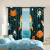 Set Of 2 Versatile Polyester Transparent Curtains Home Decoration Cartoon Spaceman Outer Planet Use Bedrooms Living Curtain Perfect For Bedroom Decor