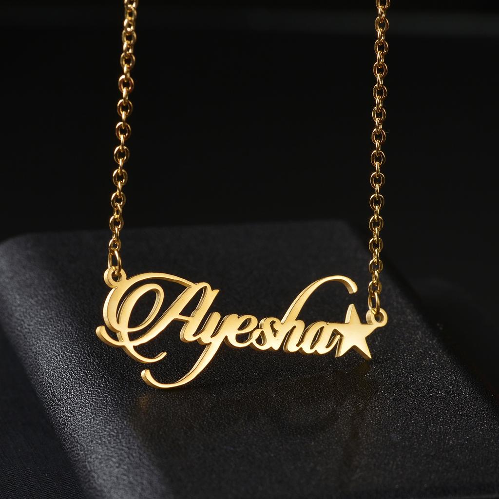 Atoztide Fashion Custom Name Stainless Steel Necklaces Personalized Jewelry Chain Crown Heart Butterfly Necklace for Women Gifts