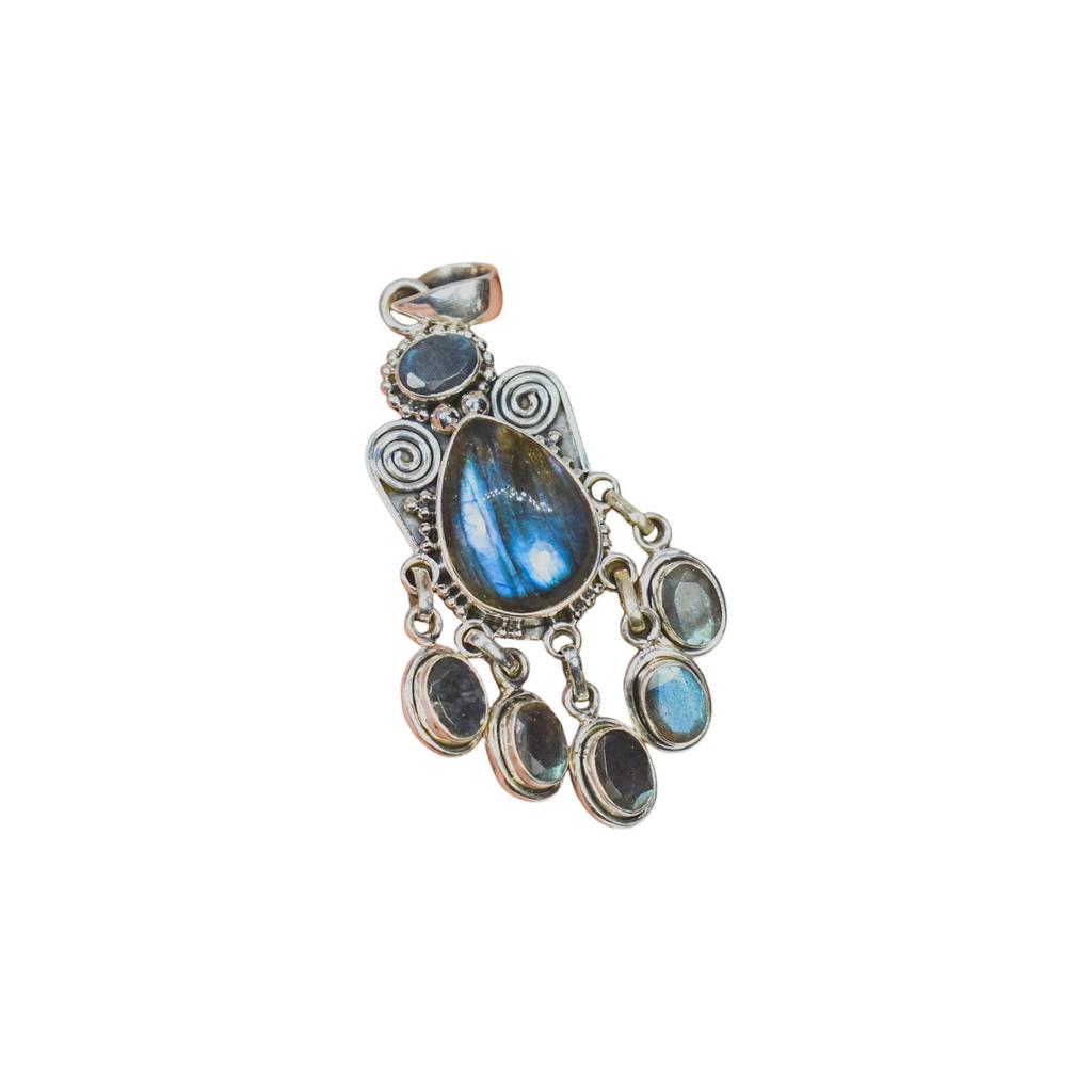 Handmade Labradorite Pendant: 925 Sterling Silver Designer Jewelry