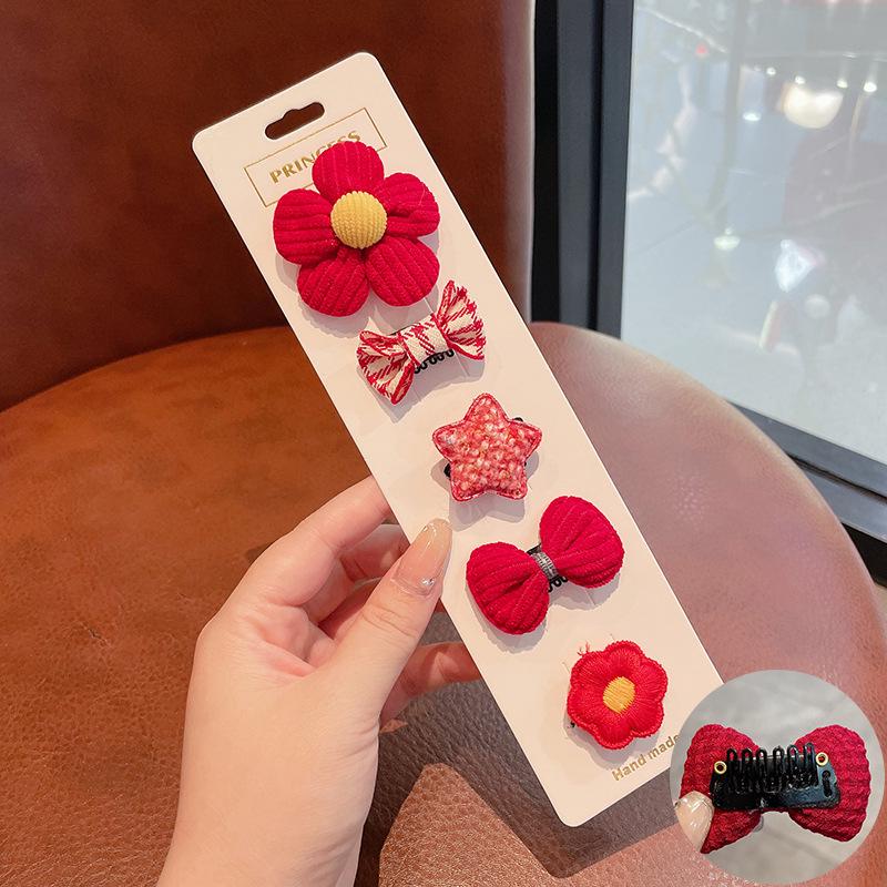 Retro Cute Baby Hair Clips – Gentle Fabric Flower Headwear for Girls