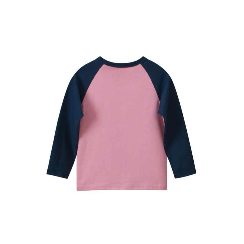 Korean Style Children's Clothing Spring and Autumn Girls' Patchwork Sleeve Raglan Sleeve Rabbit Long-Sleeve T-Shirt Children's Pure Cotton Base Shirt