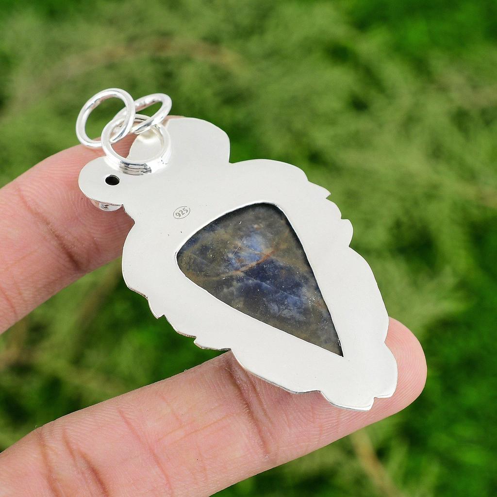 Daughters Day Sale Sterling Silver Sodalite Rough Stone Tanzanite Quartz Pendant