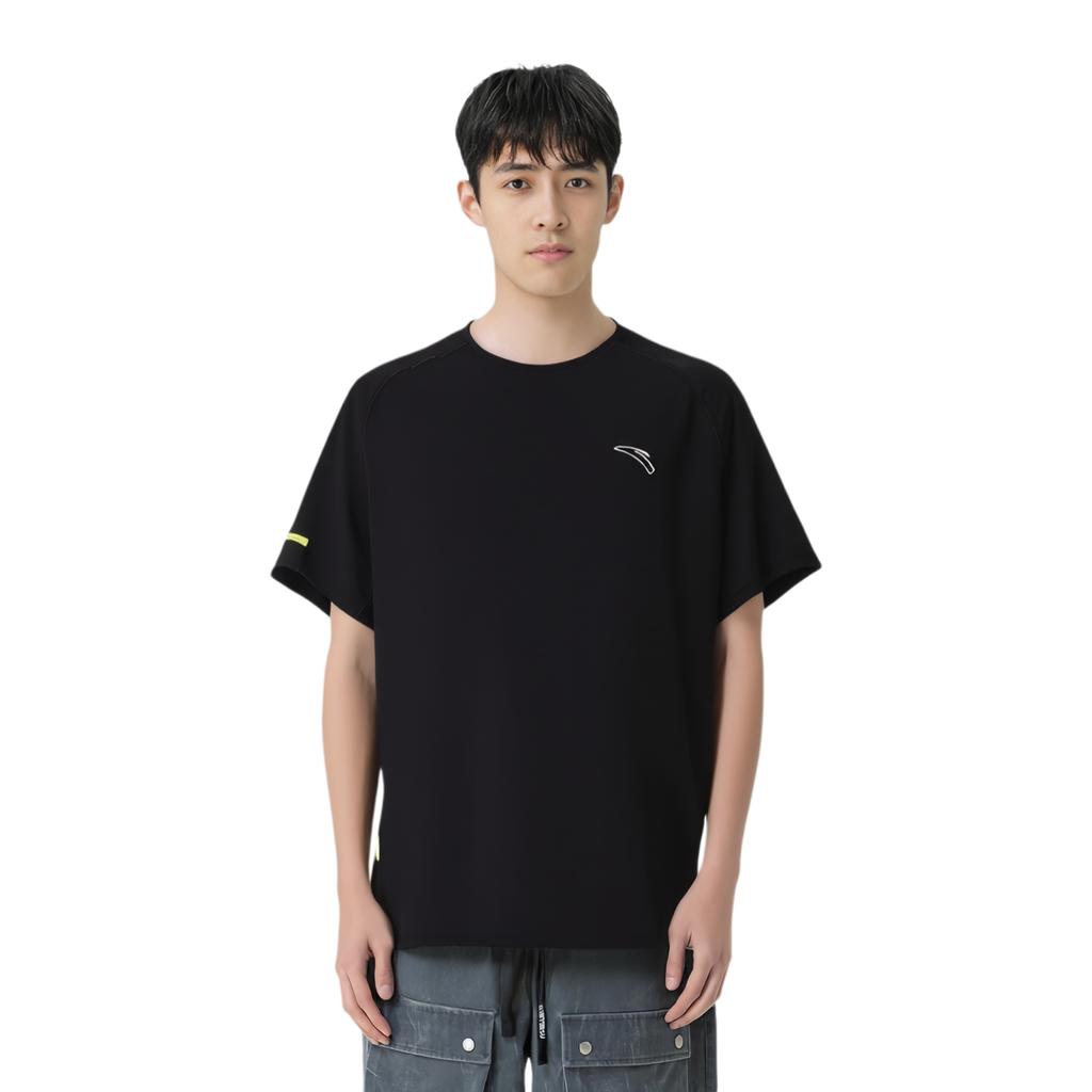 Anta Running Series Solid Color Breathable Versatile Short Sleeve T-Shirt Men Tops Black 952525103-7