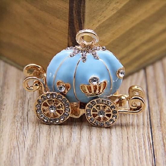 Colorful Unisex Key Chain Pumpkin Carriage Car Key Crystal Pendant For Every Occasion