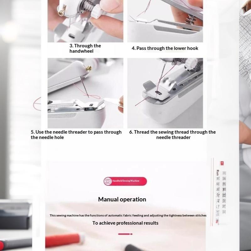 Portable Mini Cordless Handheld Manual Sewing Machine For Diy Household Clothes Leather Tools Accessories