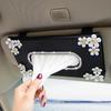 1 Stück Auto-Kristall-Papierbox mit Chrysanthemen-Kristall-Tissue-Box Cae Innendekorationszubehör für den Sonnenblendentyp