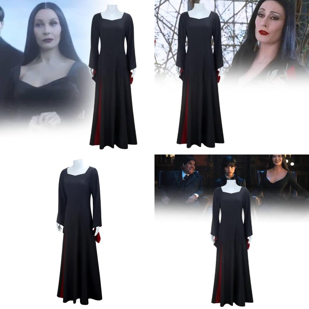 Wednesday Addams Cosplay Kostüm Für Halloween Bühnenauftritt Mit Elasthan Für Erwachsene