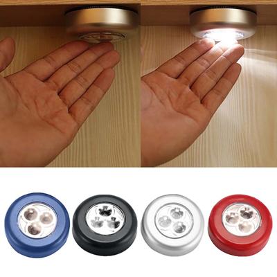 Cabinet Cupboard Closet 3LED Round Lamp Camping Tent Car Trunk Touch Night Light