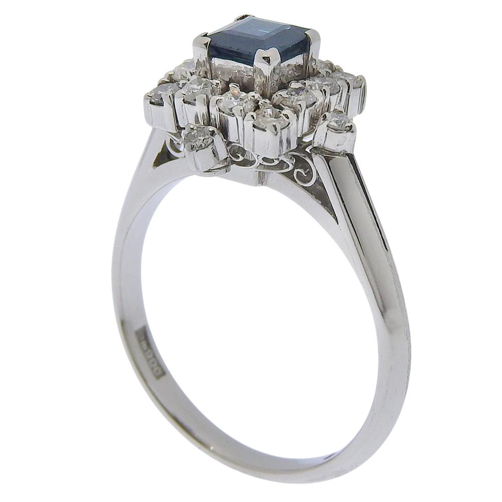 Anello Pt900Platino/zaffiro/diamante #6.2(Dimensione degli Stati Uniti) 5,1g Usato Donna