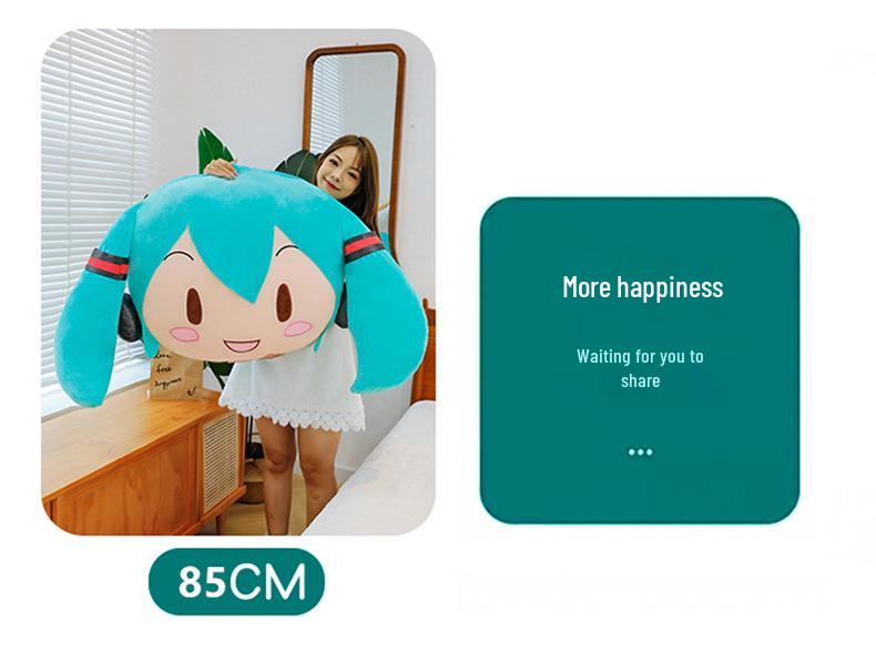 Hatsune Weich Niedlich 2D Großer Kopf Plüschkissen – Zuhause/Büro Nickerchen Rückenlehne & Entzückende Puppe Geschenk Dekoration