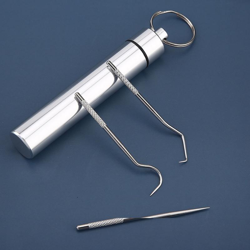 Set de scobitori din oțel inoxidabil Ață dentară Scobitori reutilizabile Scobitoare portabile Ață dentară Curățare dinți Curățare orală