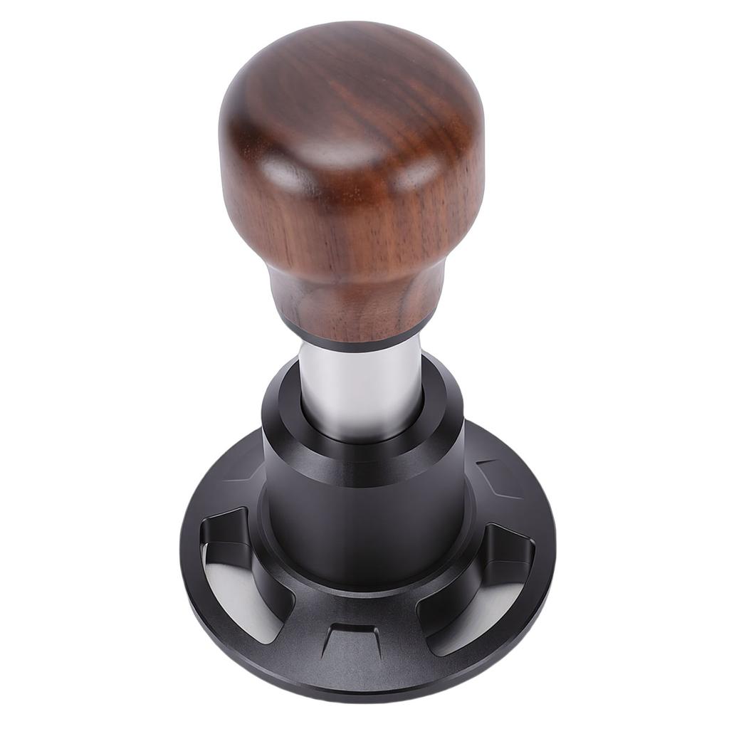 58.5mm Coffee Tamper Constant Pressure Spring Loaded Coffee Press Tamper Stainless Steel with Walnut Handle Threaded