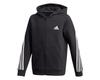 Adidas Sweatshirt Hoodie for Double Knit Full Zip Size 150 Kids, 3-Stripes Hoodie, IXB46, Black/White (GE0663),