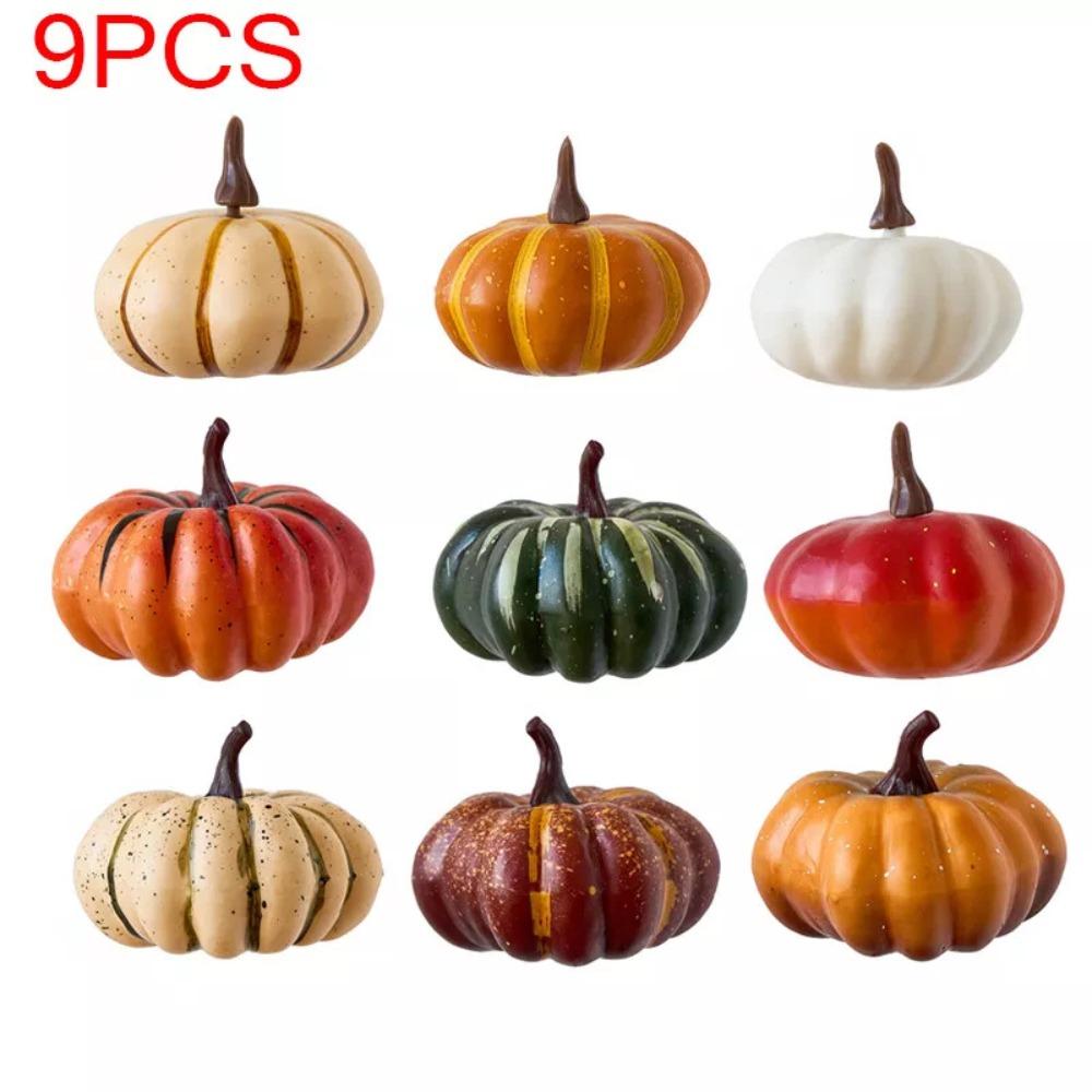 6PCS 1/9PCS Simulation Props Autumn Harvest Fake Pumpkin Thanksgiving Ornaments  Courtyard Display