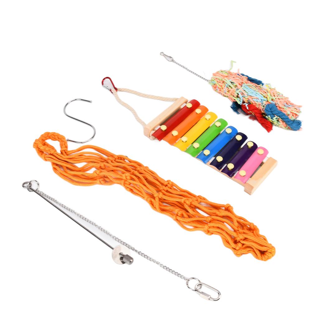 4 Stück Hühnerspielzeug Vogel Xylophon Netzbeutel Hängender Halter Schaukelspielzeug für Huhn Ente Ara Papageien