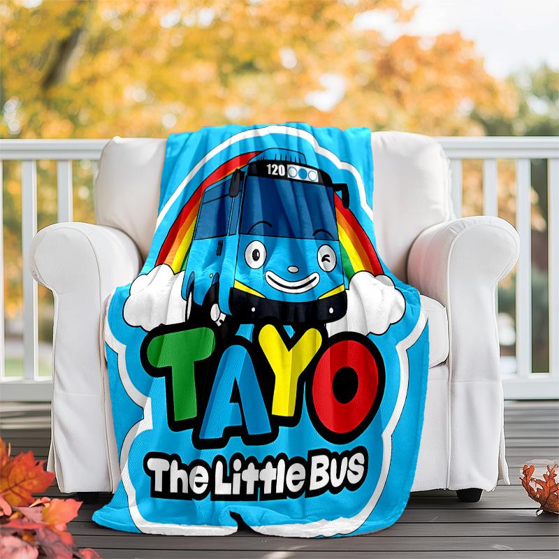 the little bus tayo printed throw blanket—lightweight,soft,warm;versatile blanket for all seasons—perfect as &air-conditioning throw,nap blanket