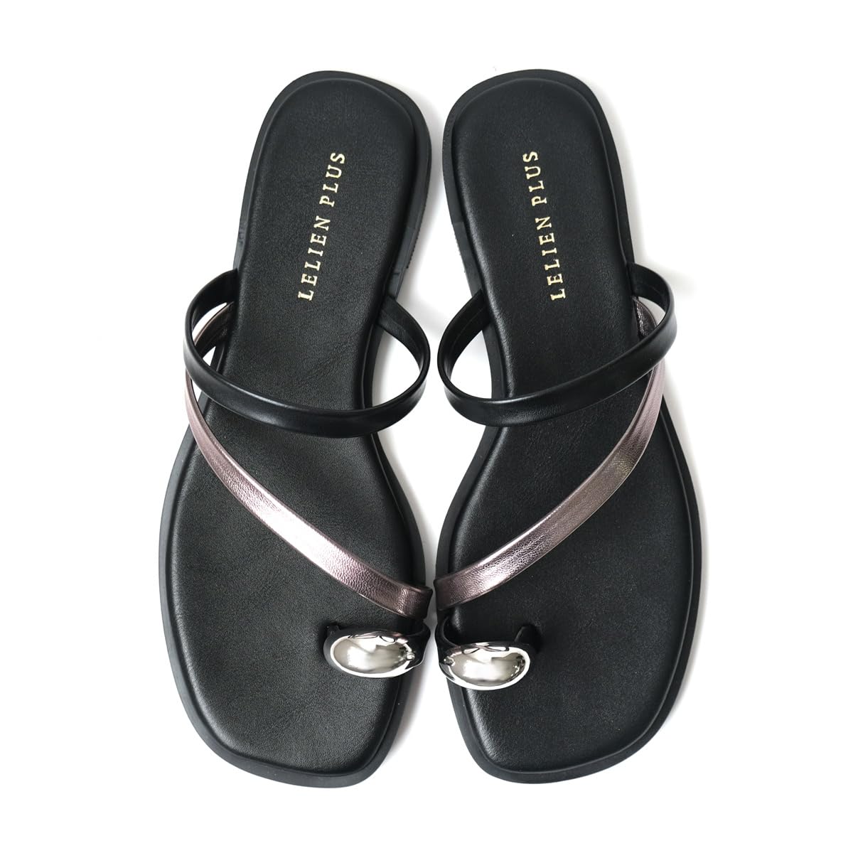 

Сандалии с кольцом на большом пальце Золотые Серебряные Детали Плоская Металлическая Обувь Черные Балетки FX2132 [AmiAmi] Женские (Черный, 24.0см - 24.5см) чёрный