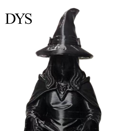 Dark Fantasy Witch Statue Black And Cat Figurine, 3D Printed Reading Statue, Small Gothic Figurine Collectible Sculpture for Halloween Home