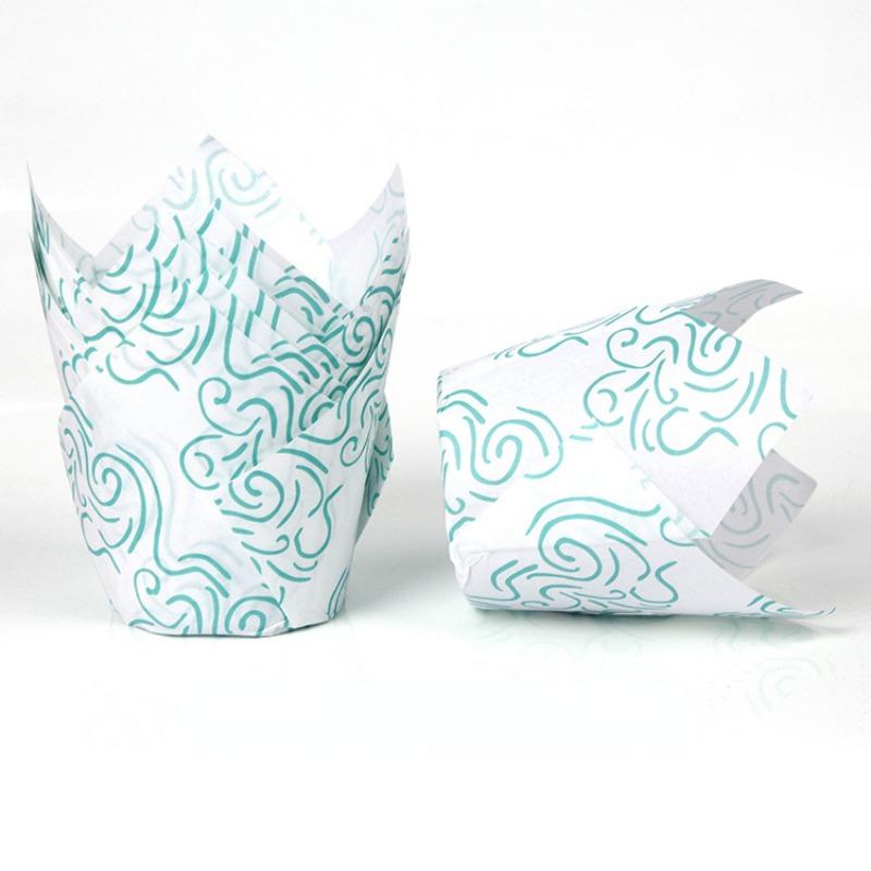 50pcs Newspaper Style Cupcake Muffin Liner Baking Oil Proof Cup Wedding Party Cassettes Tulip Muffin Cupcake Paper Cup Wrapper