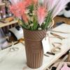 Retro Style Metal Flower Pot Vintage Buckets, Rustic Vases with Handles, Floral Containers, Wide Balcony Arrangement Holder Mouth Plant Display