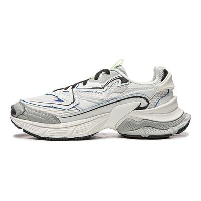Li Ning Xingji Dämpfend Abriebfest Atmungsaktiv Niedrig geschnitten Klobige Sneaker Herren Grau Weiß AGCW087-2