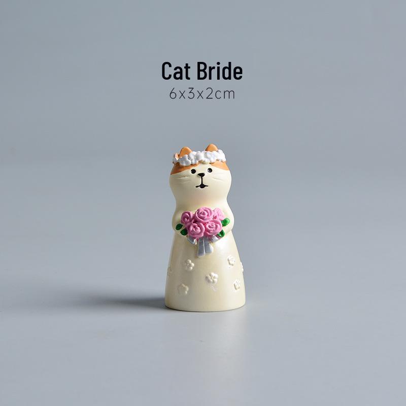 

Милый Кот в Японском Стиле Свадебная Сцена Смоляное Украшение – Жених и Невеста Украшение для Торта Подарок