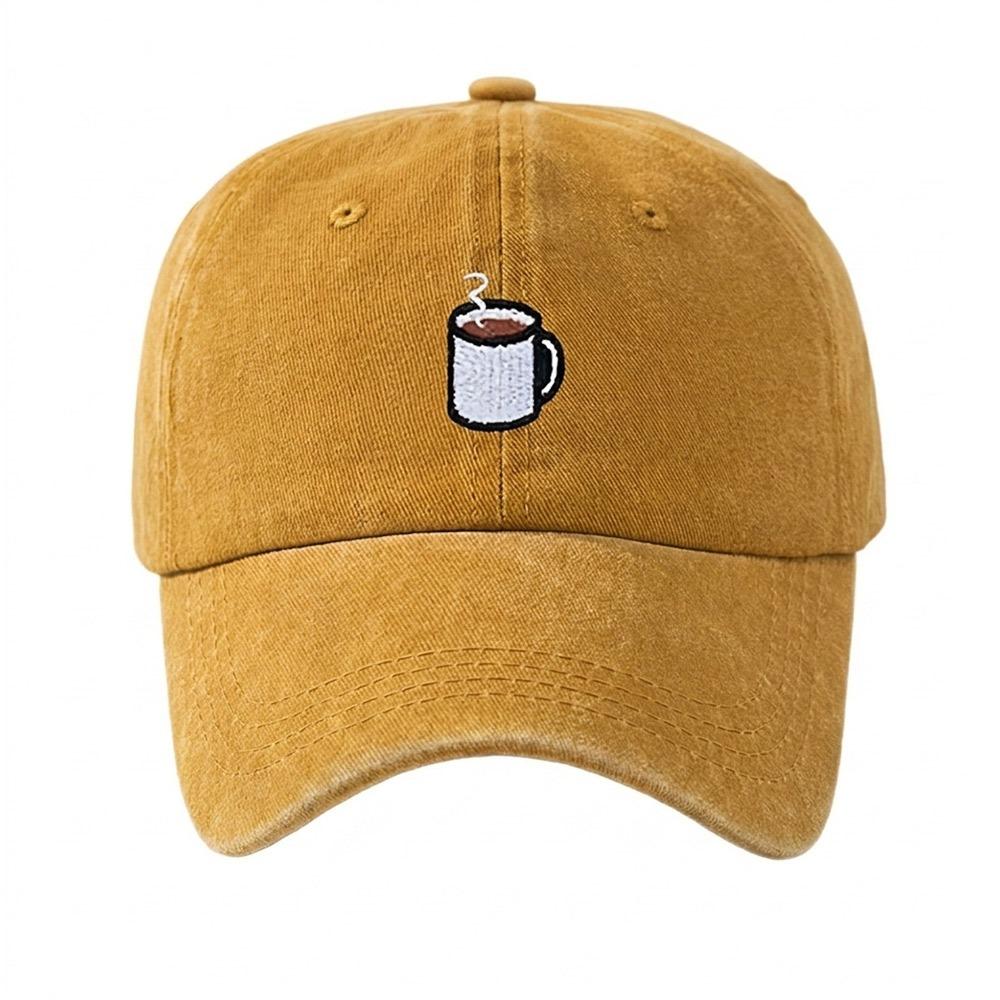 Embroidered Coffee Cup Baseball Cap Hip Hop Sun Hat Retro Distressed Baseball Cap Unisex