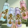 1PC The Best Dad Father Badge 750ml Color Plastic Sports Water Bottle Leakproof Flip Straw Lid Suitable for Sports Office Home Use
