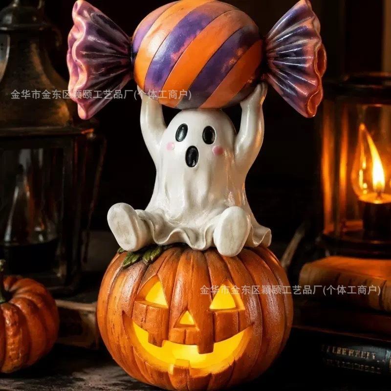 Ghost with a Wine Glass Resin Figure, Halloween Ghost Statue Holding Wine Cup, Funny Scary Decor, Tabletop Ornament for Home, Gift