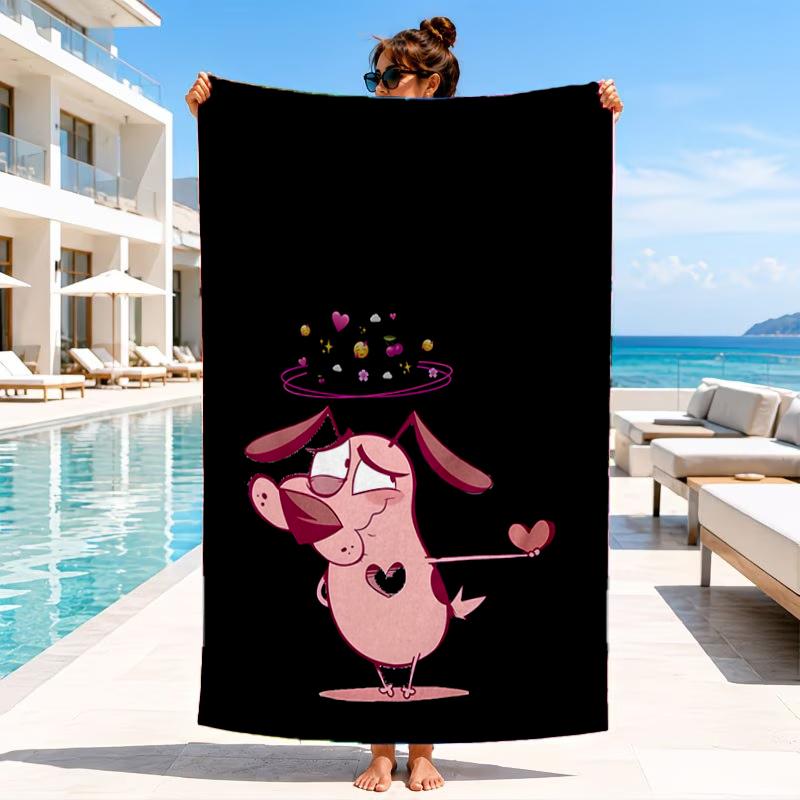 Cowardly Dog Cartoon Beach Towel, Microfiber Beach Towel, Perfect For Pool, Beach, Travel, Home Decor Beach Party Fan gifts