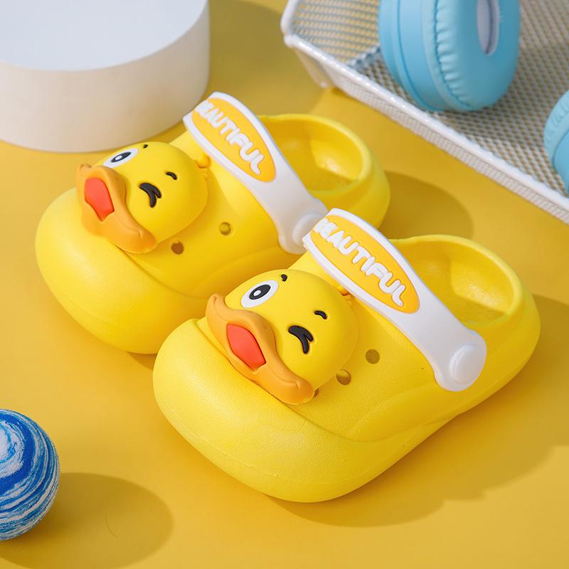 Non-slip cartoon duck children s slippers for boys and girls, cute baby sandals, summer slippers for toddlers and young children 21/22【Inner Length13cm