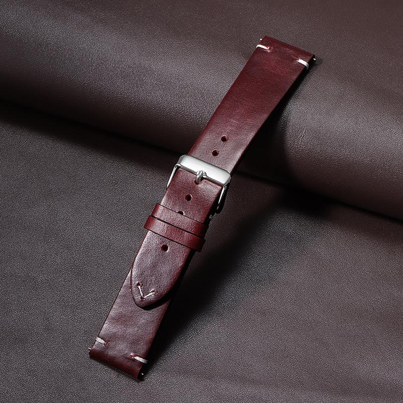 

Retro Oil Wax Genuine Leather Watchband Quick Release Calfskin Strap for Seiko for Rolex 18mm 19mm 20mm 21mm 22mm 24mm Wristband 21mm вино красного