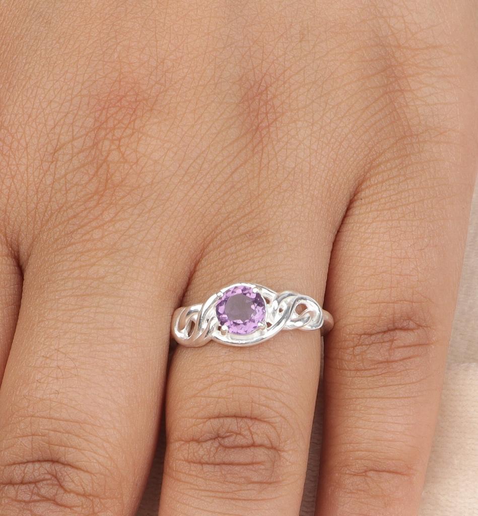 Naturlig ametyst edelsten 925 sterlingsølv smykker håndlaget ring gave til mor CZR-6-7