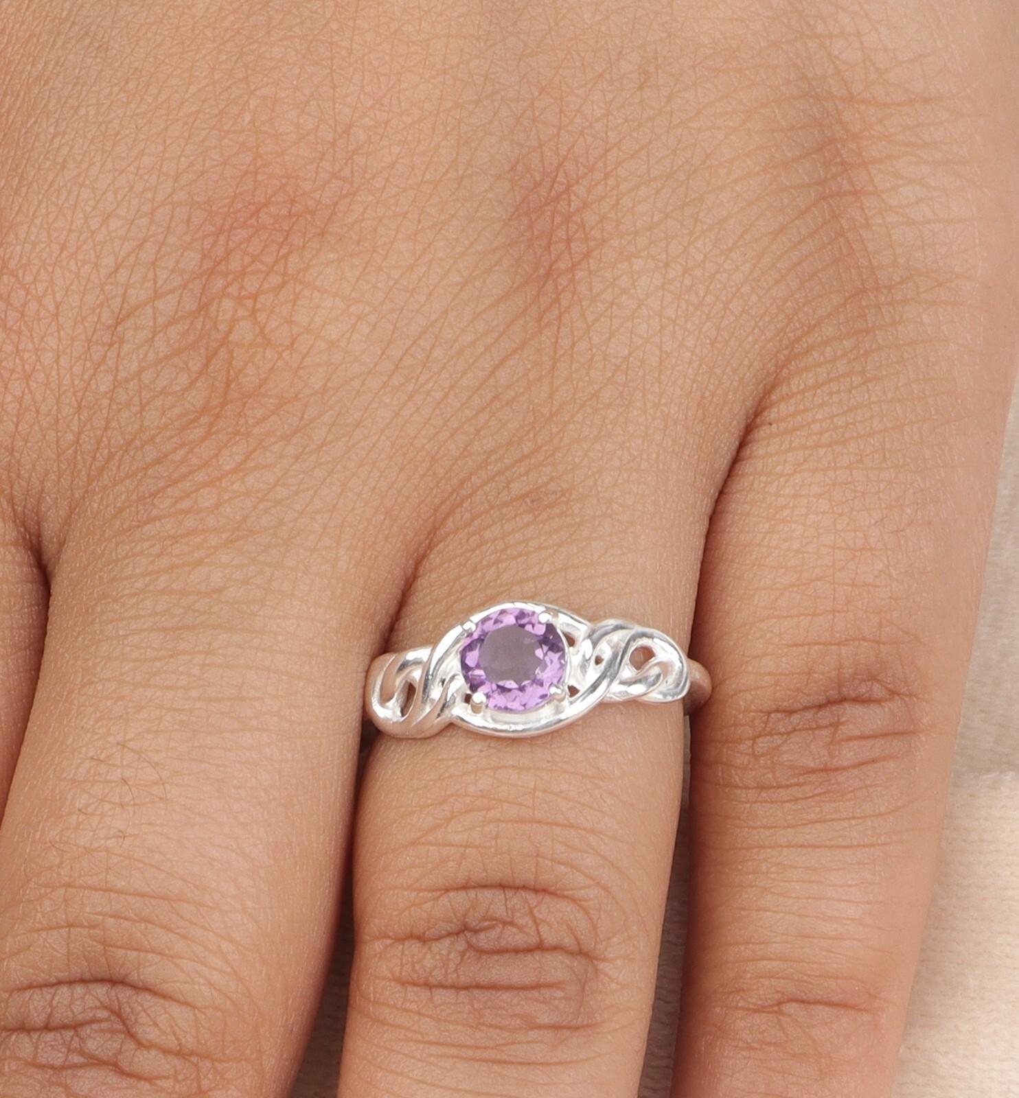 

Натуральный Аметист Драгоценный Камень 925 Стерлинговое Серебро Ювелирные Изделия Ручной Работы Кольцо Подарок Для Мамы CZR-6-7 10