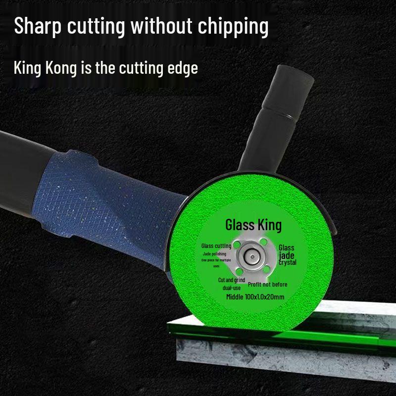 Glass King Cutting Disc for Wine Bottles, Stone, Tiles, Jade; Diamond Grit Blade for Angle Grinders, Edge-Free Design