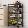 3-4 Tier Metal Kitchen Storage Cart With Wheels Floor Standing Organizer Fruits Vegetables Refrigerator Side