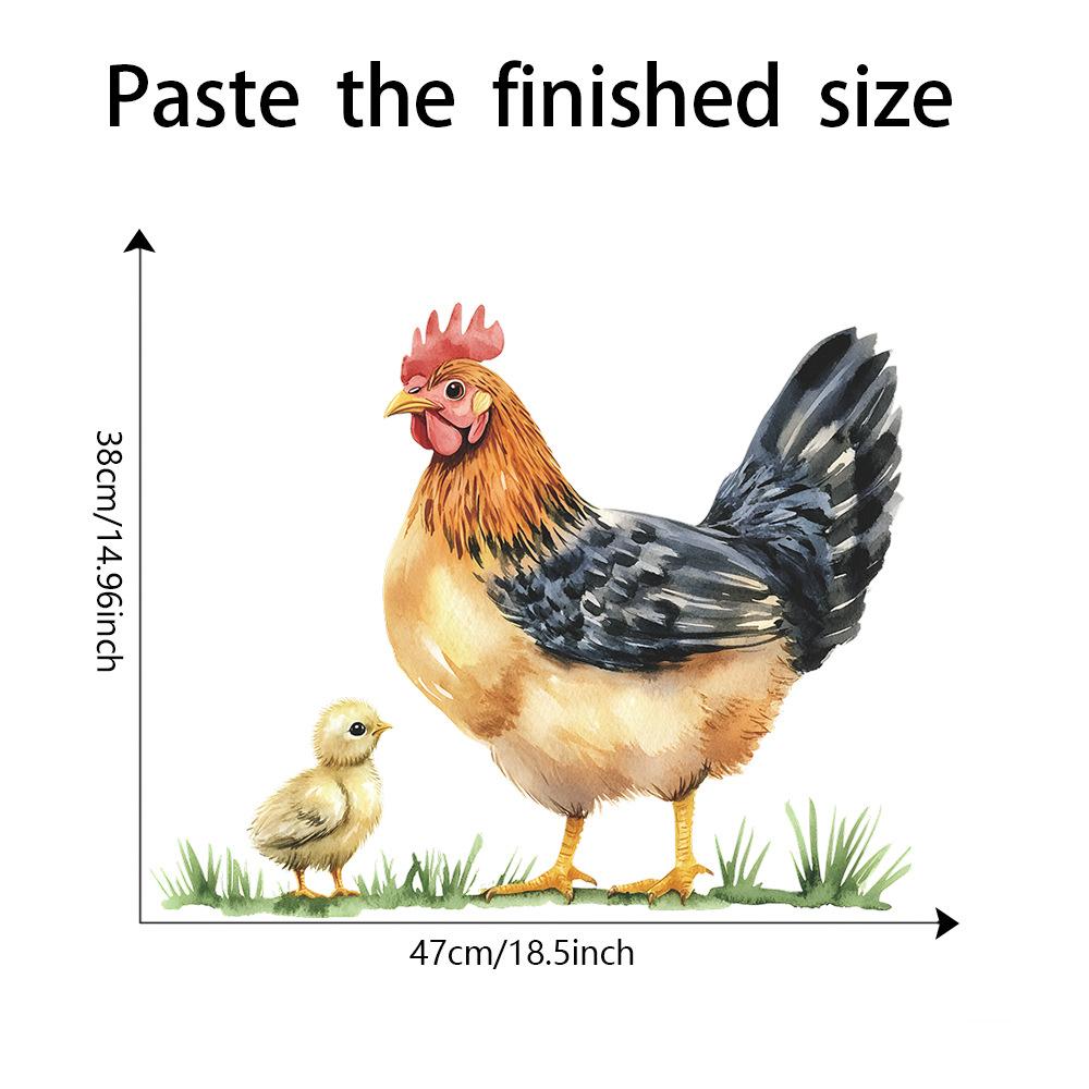 Hand-Painted Country Rooster Wall Sticker Self-Adhesive Removable for Kitchen Entrance Background Wall Decoration