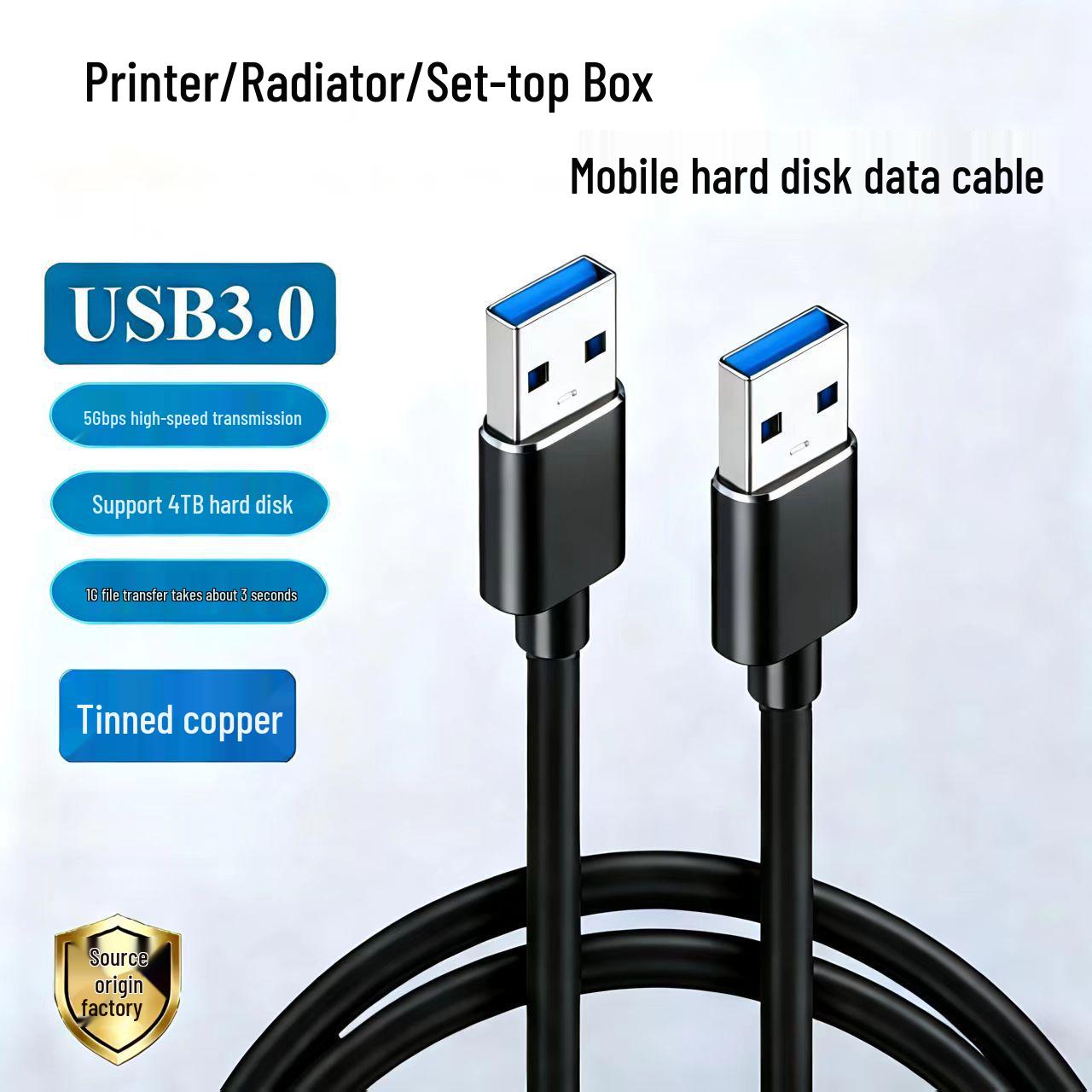 

USB 3.0 Male-to-Male Data Cable for Hard Drive Enclosures, Heatsinks, and Set-Top Boxes - Stable Bidirectional Transmission 0.3m
