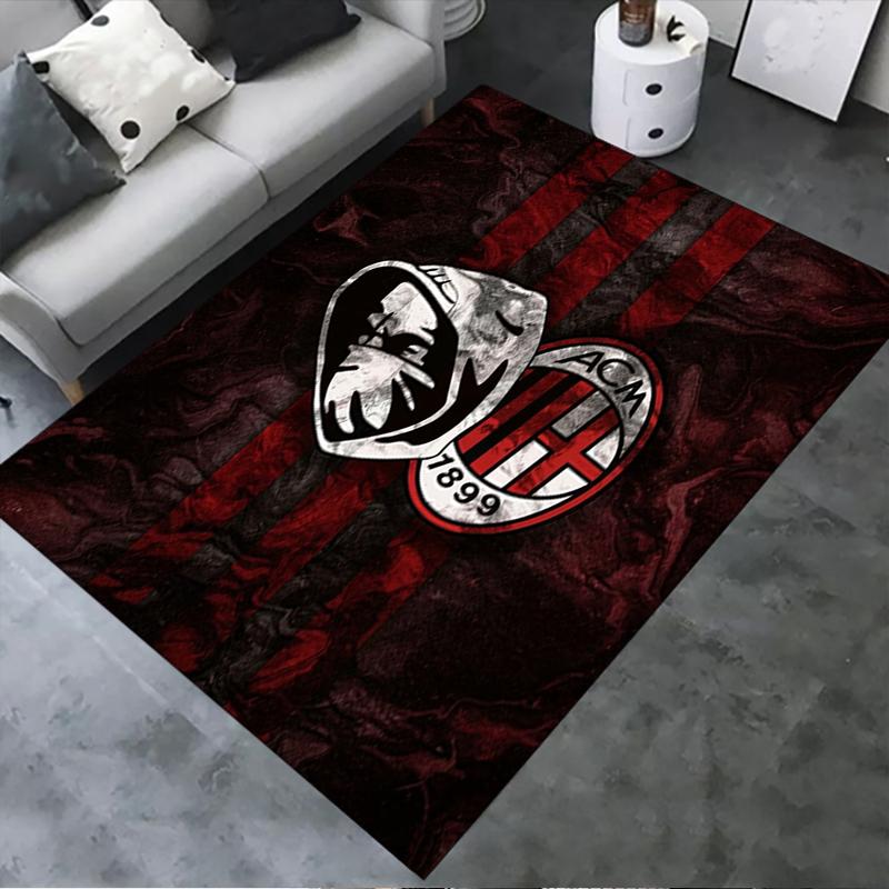 Tappeto AC Milan per Soggiorno Camera da Letto Casa Decorazione Divano, Tappetino Antiscivolo per Giochi Bambini